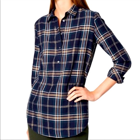 ⚠️LAST CHANCE LOFT The Softened Plaid 3/4 Sleeve Top - Picture 1 of 4
